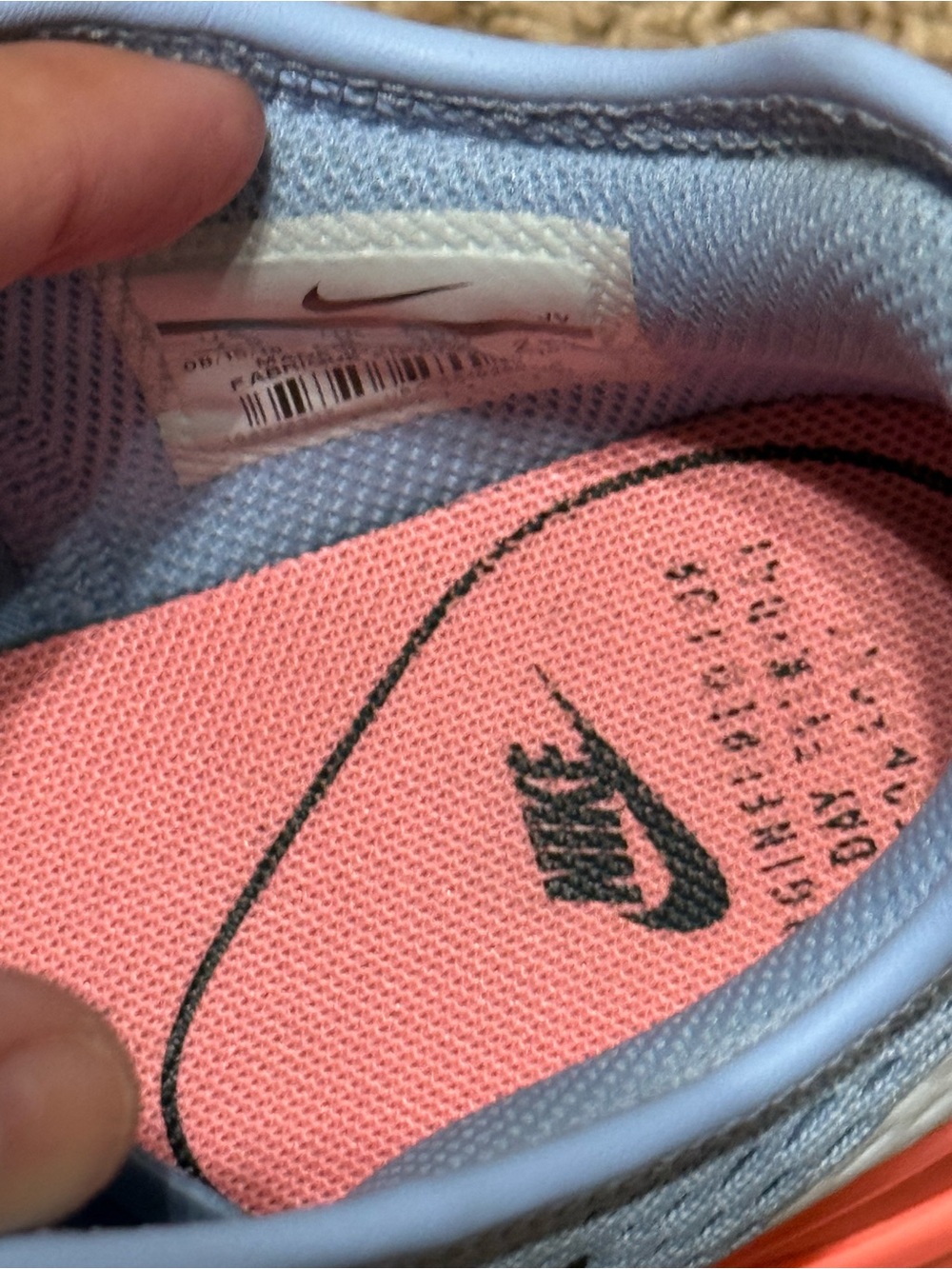 Nike Women's Sky Blue Mesh Running Shoes with Coral Heel and Black Swoosh - Picture 6 of 8